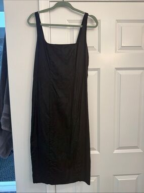 Ann Taylor Black Sleeveless Linen Midi Dress